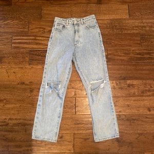 Charcoal Distressed Boyfriend Jeans. Size 7